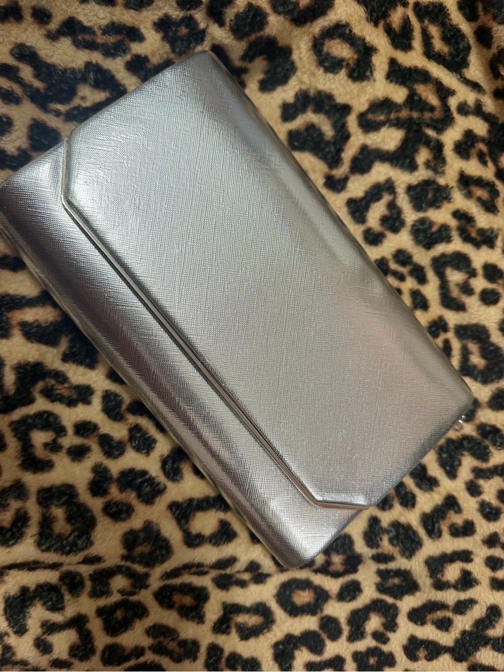 Sleek Metallic Silver Envelope Clutch